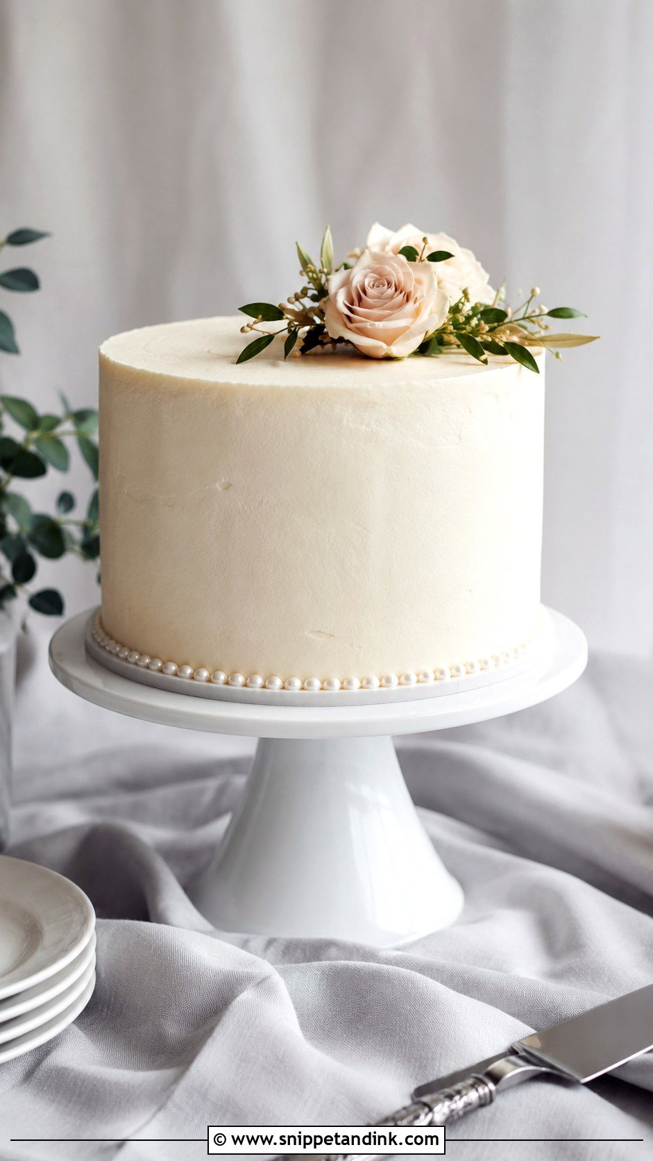 Simple Wedding Cake With Flowers And Pearls - Snippet and Ink - 30 Wedding Cake Ideas with Flowers and Pearls