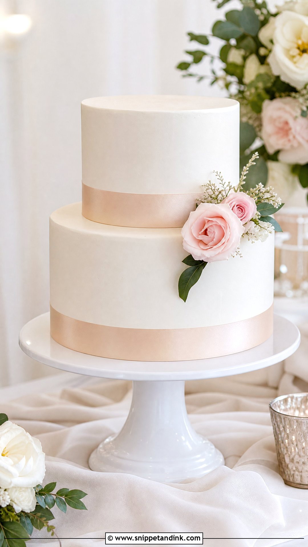 Simple Wedding Cake With Ribbon - Snippet and Ink - 20 Simple Wedding Cake Ideas