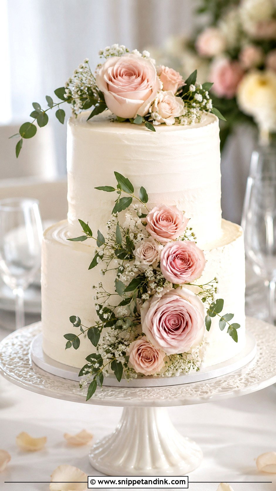 Simple Wedding Cake With Roses - Snippet and Ink - 20 Simple Beautiful Wedding Cakes