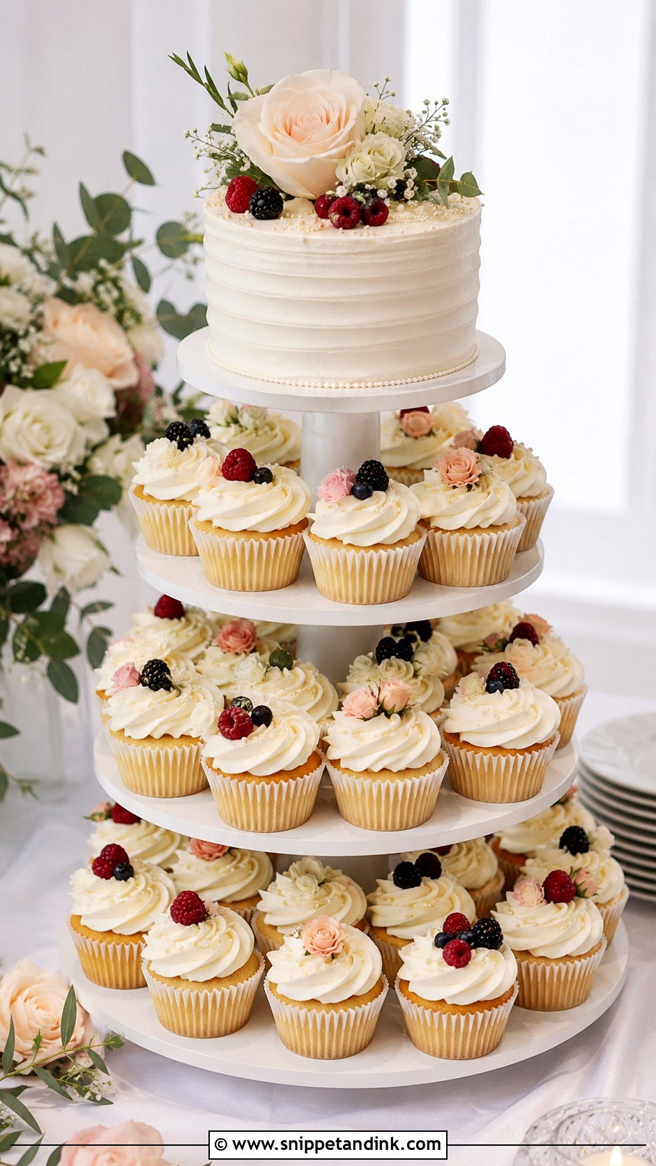 Simple Wedding Cupcake Cake - Snippet and Ink - 25 Simple Wedding Cake Decoration Ideas