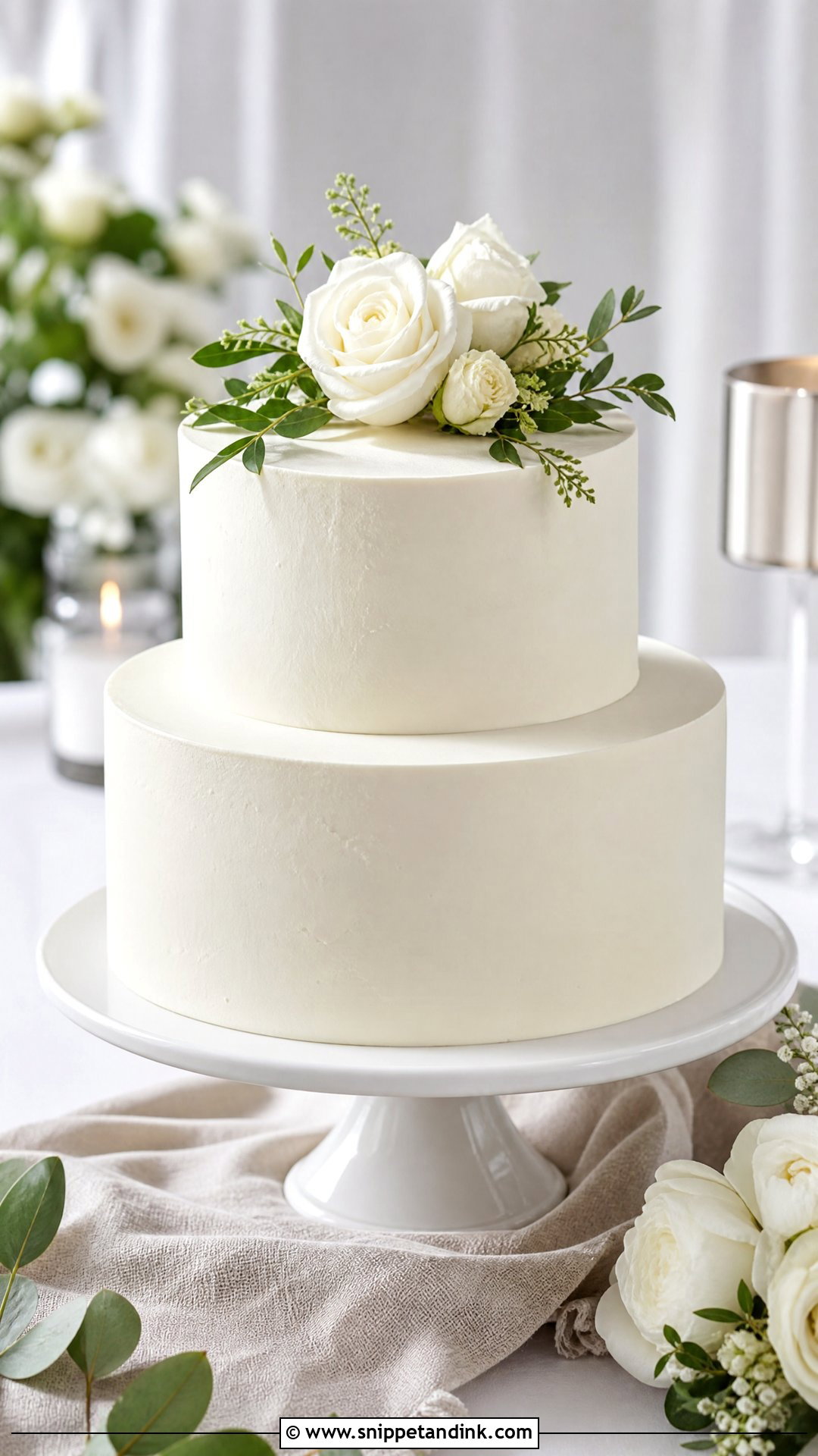Simple White 2 Tier Wedding Cake - Snippet and Ink - 20 Simple Elegant 2 Tier Wedding Cakes