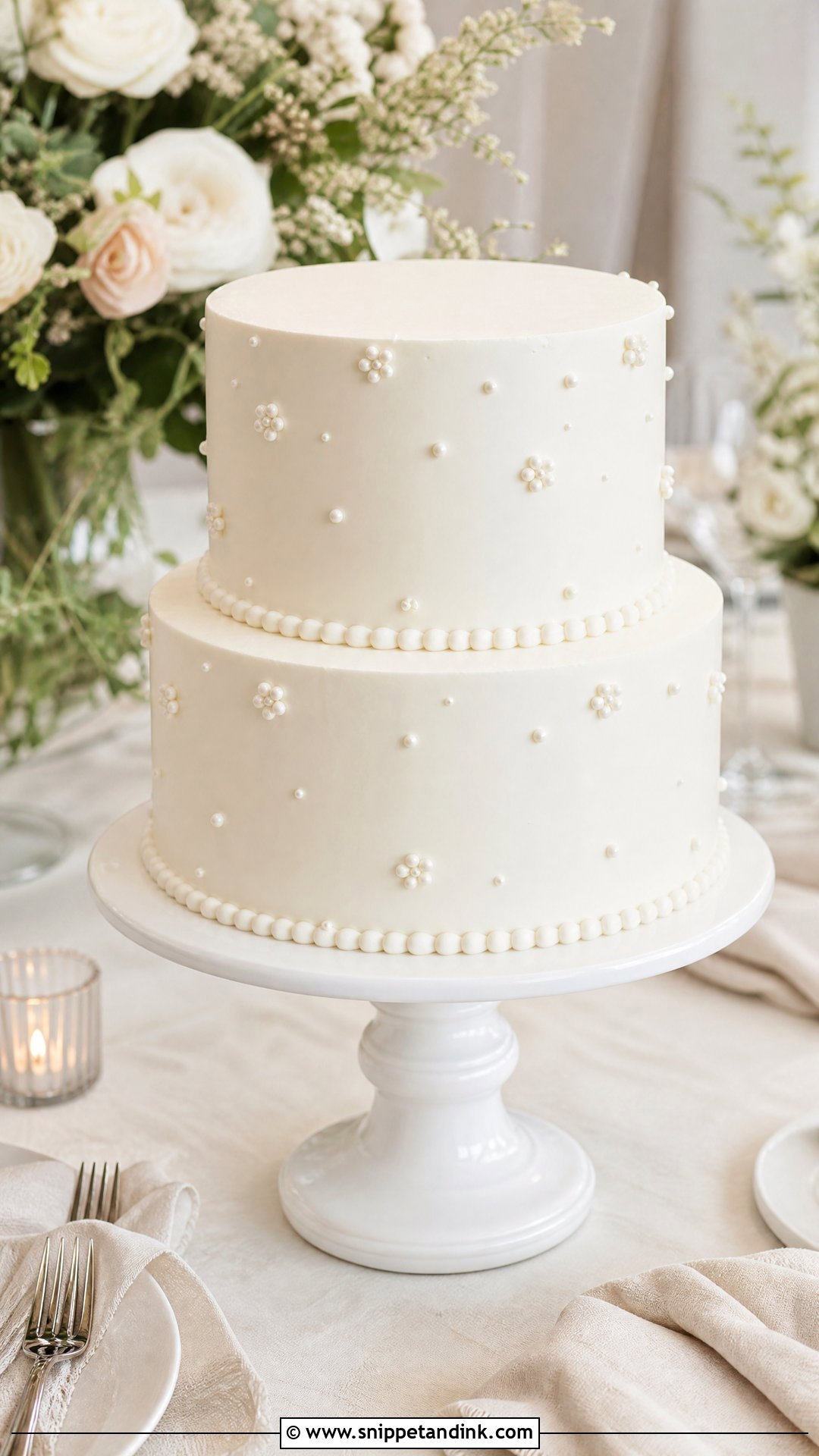 Simple White 2 Tier Wedding Cake - Snippet and Ink - 20 Simple Classy 2 Tier Wedding Cake Ideas