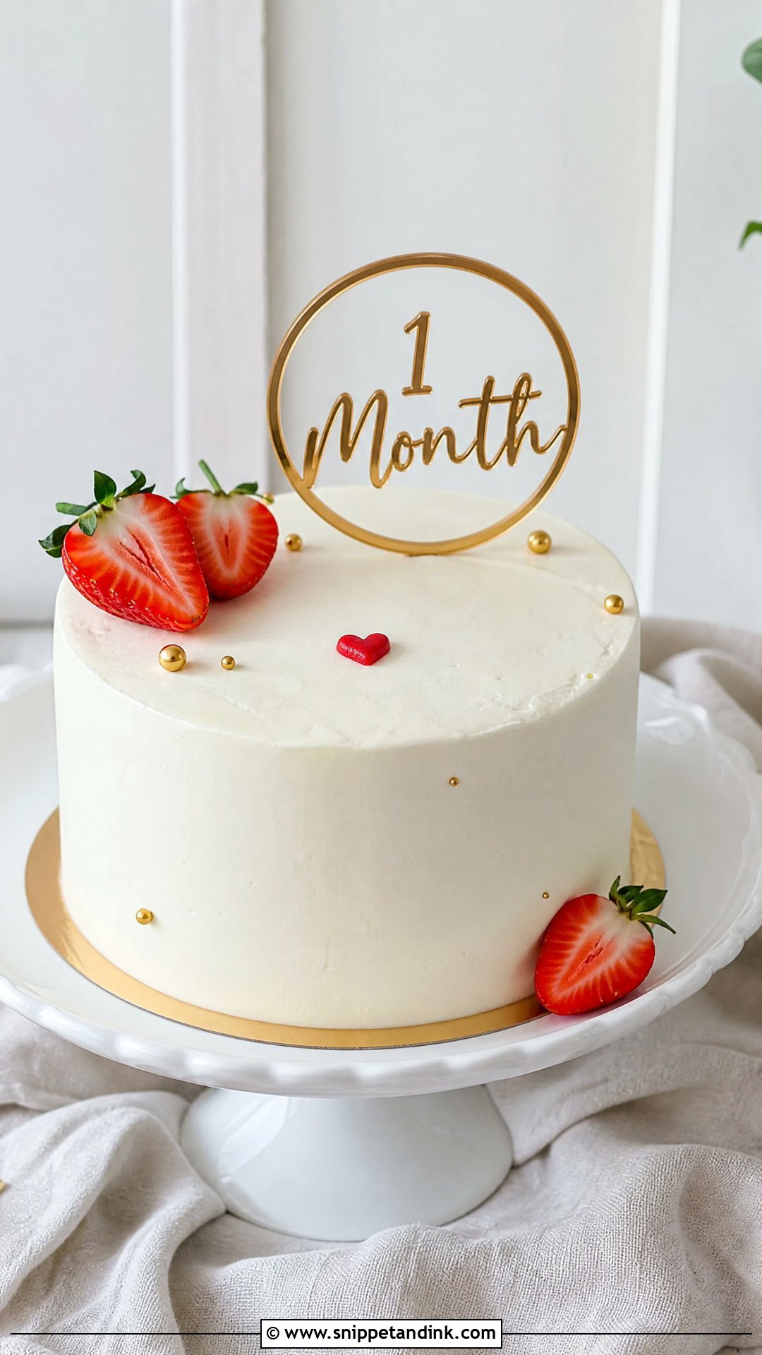 Simple White Anniversary Cake - Snippet and Ink - 25 1 Month Anniversary Cake Ideas