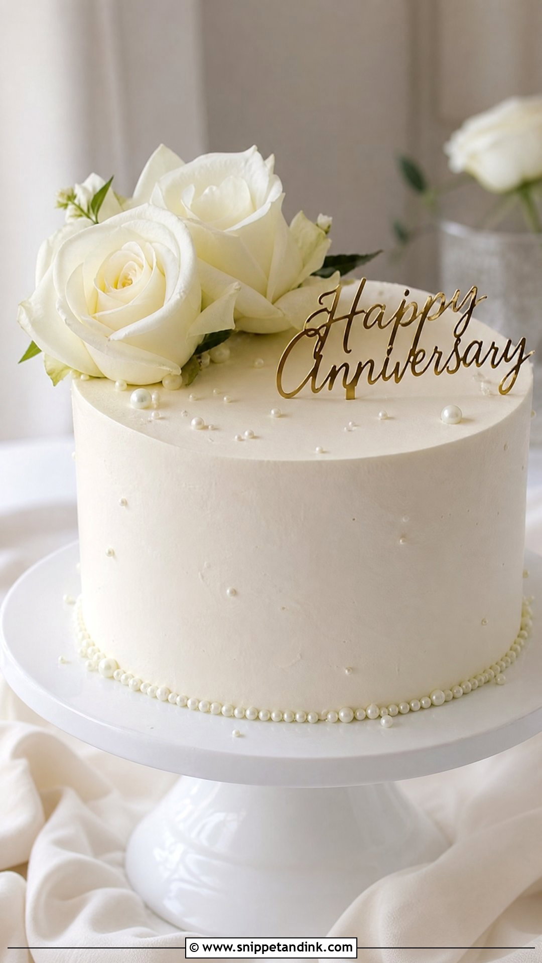 Simple White Anniversary Cake - Snippet and Ink - 25 Simple Anniversary Cake Designs