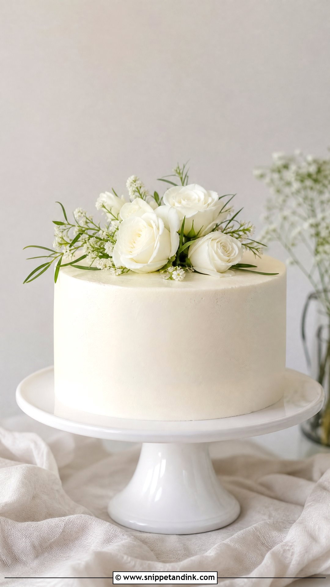 Simple White Buttercream Wedding Cake - Snippet and Ink - 20 Simple Small One Tier Wedding Cake Ideas