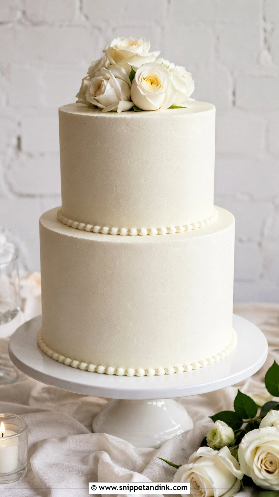 Simple White Buttercream Wedding Cake - Snippet and Ink - 25 Simple Wedding Cake Decoration Ideas