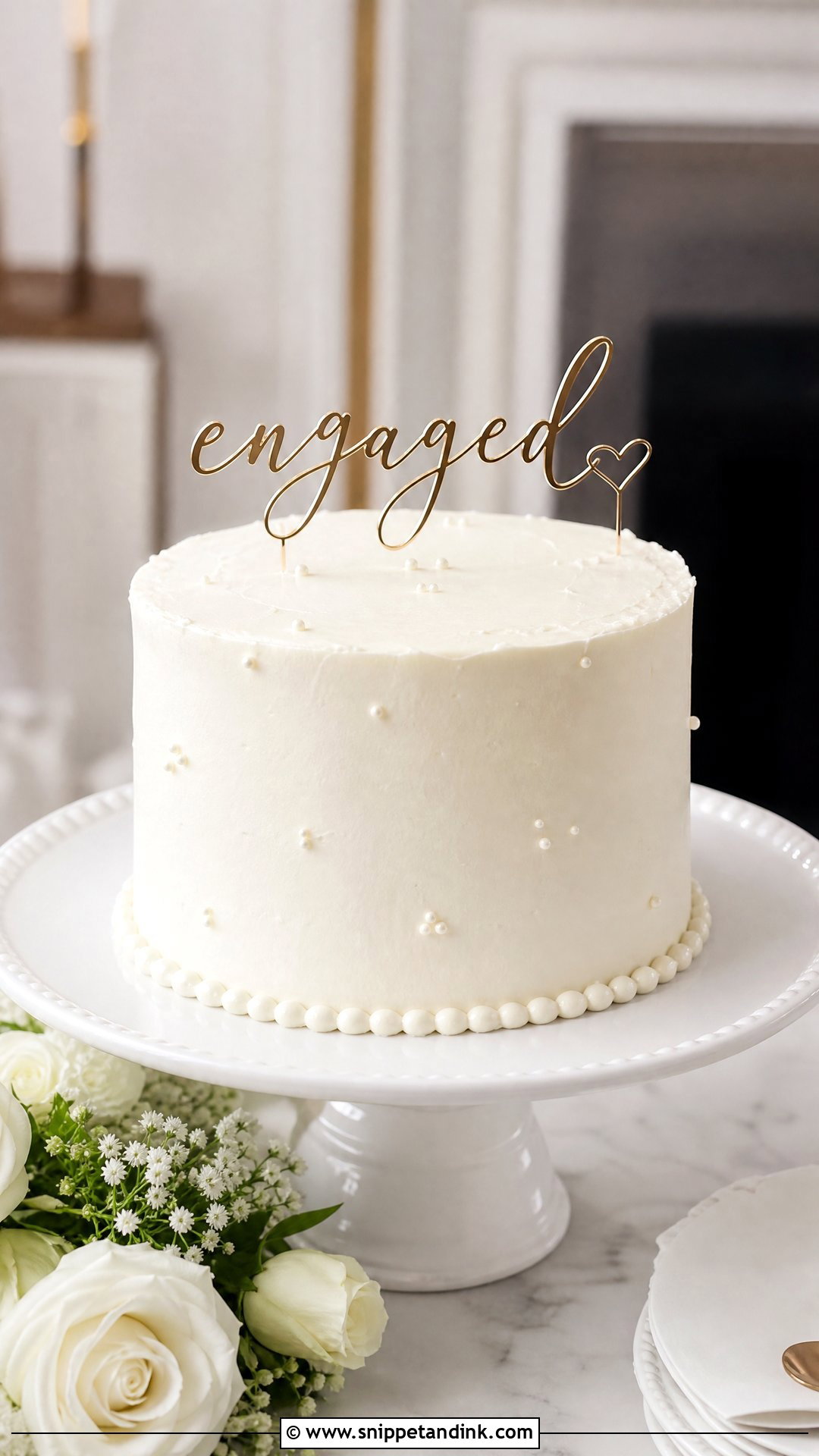 Simple White Engagement Cake - Snippet and Ink - 25 Engagement Cake Ideas