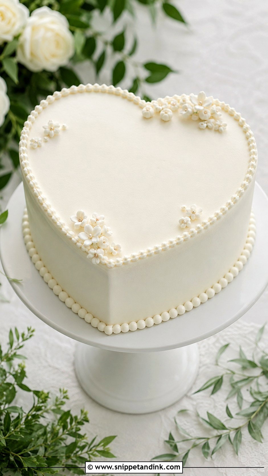 Simple White Heart Shaped Wedding Cake - Snippet and Ink - 20 Simple Heart Shaped Wedding Cake Ideas