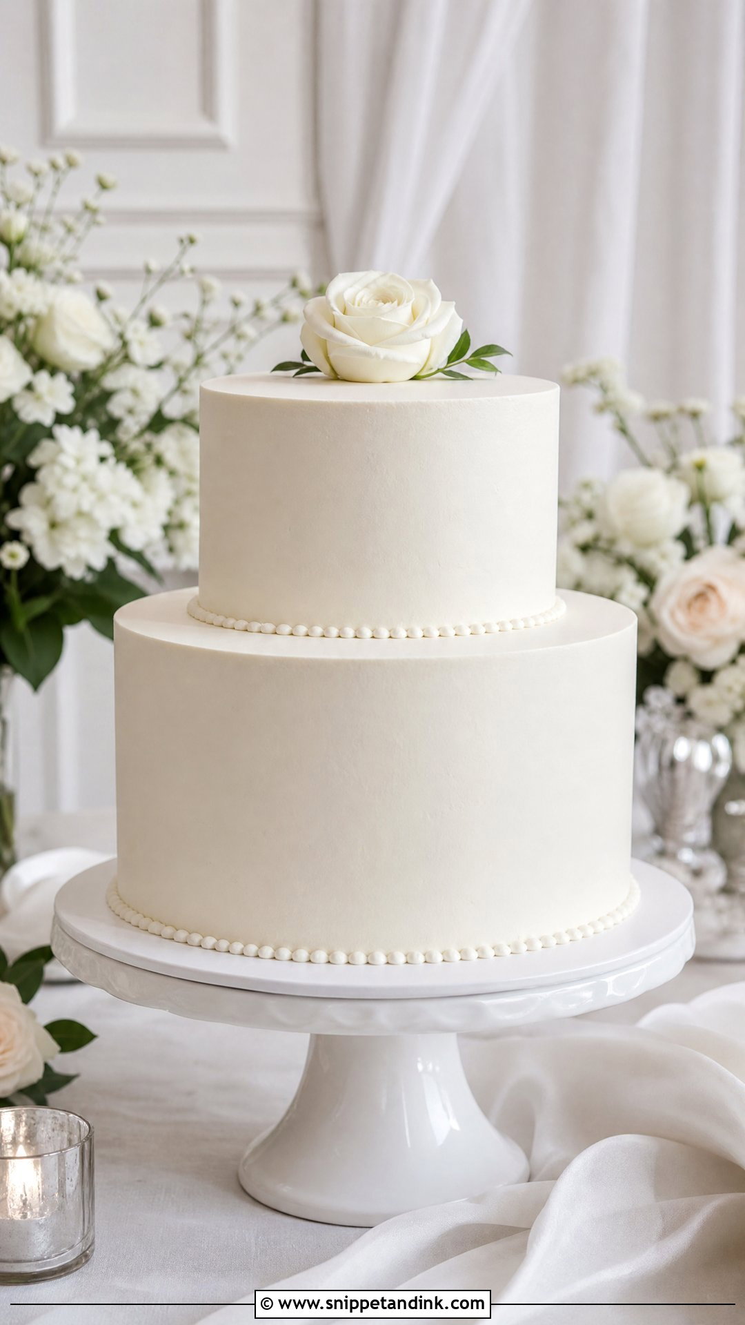 Simple White Wedding Cake - Snippet and Ink - 20 Simple Wedding Cake Designs