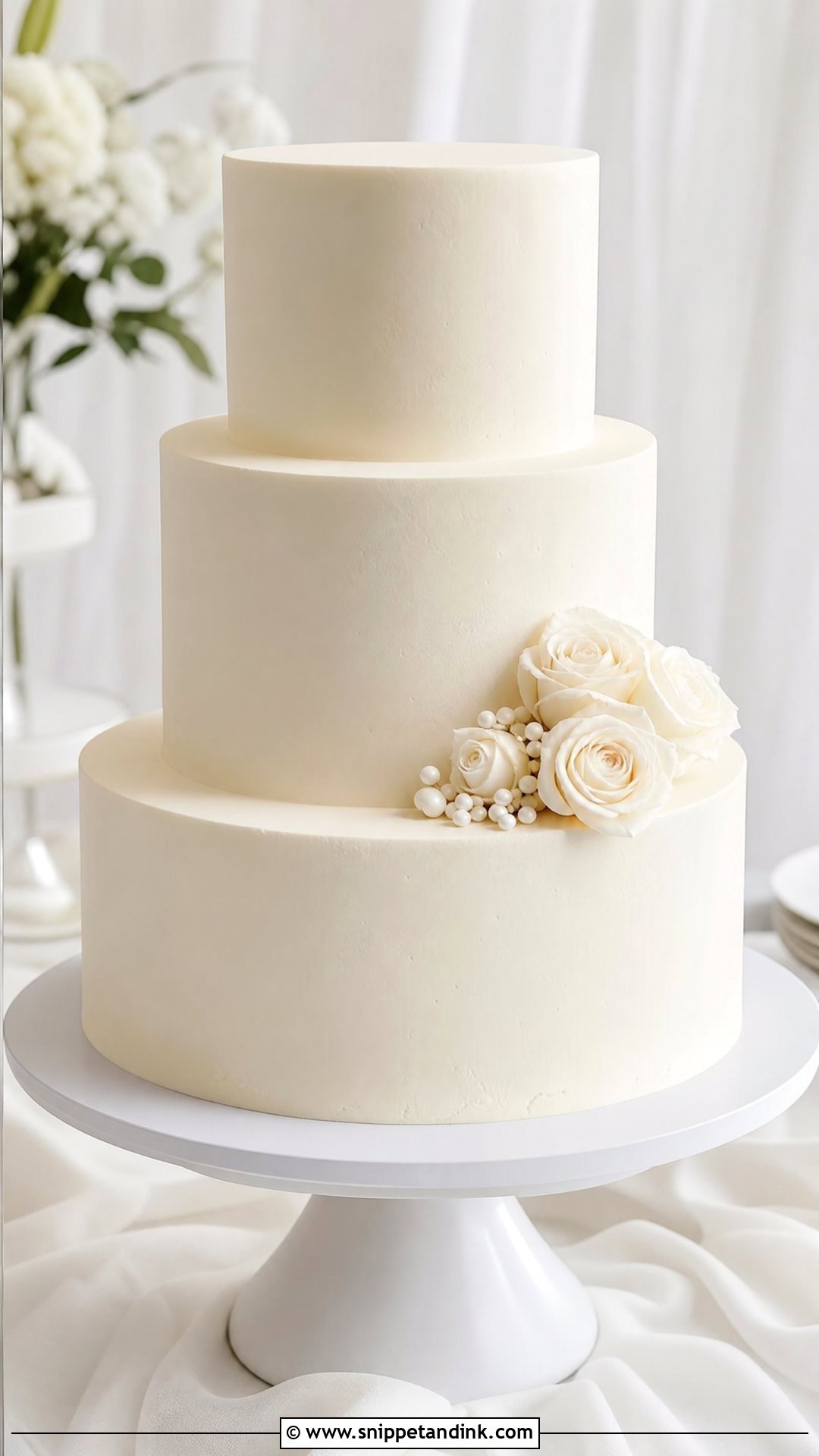 Simple White Wedding Cake - Snippet and Ink - 25 Minimalist Wedding Cake Ideas