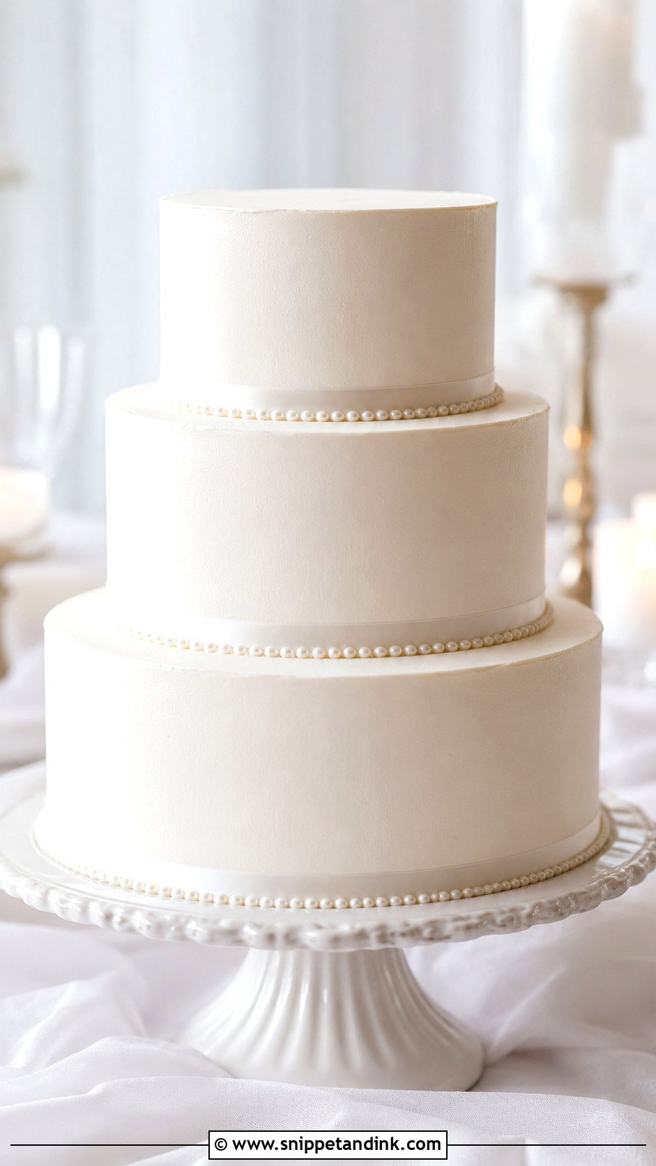 Simple White Wedding Cake - Snippet and Ink - 25 Wedding Cakes No Flowers