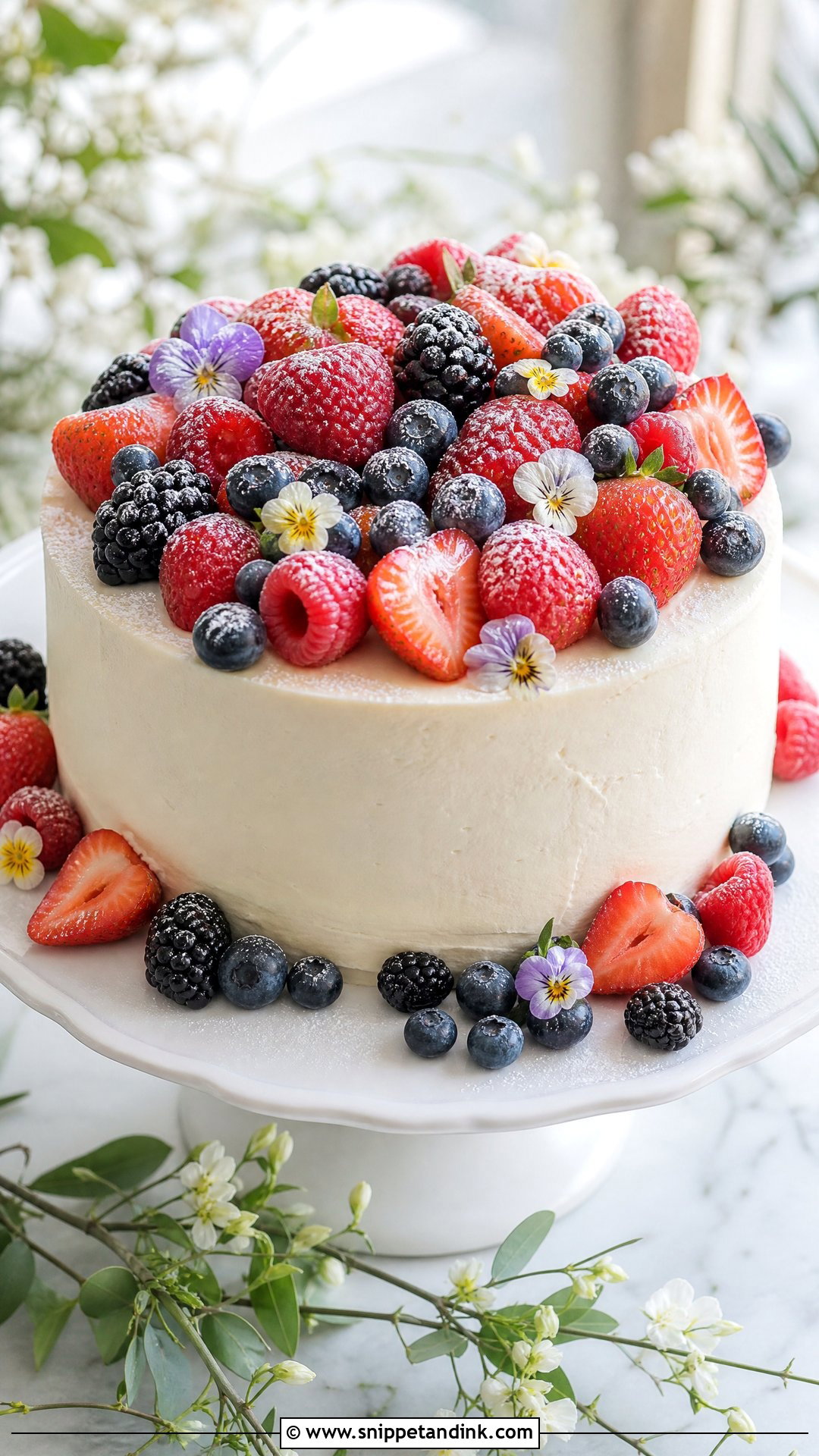 Single Layer Berry Wedding Cake - Snippet and Ink - 20 Single Layer Wedding Cake Ideas