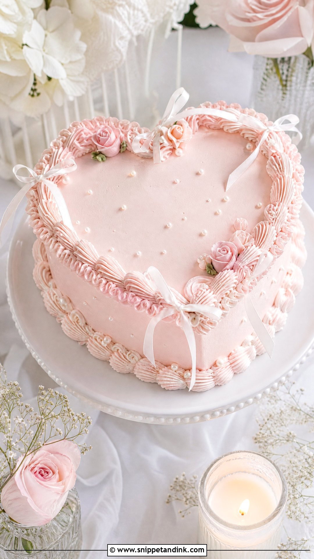 Single Layer Heart Wedding Cake - Snippet and Ink - 20 Single Layer Wedding Cake Ideas