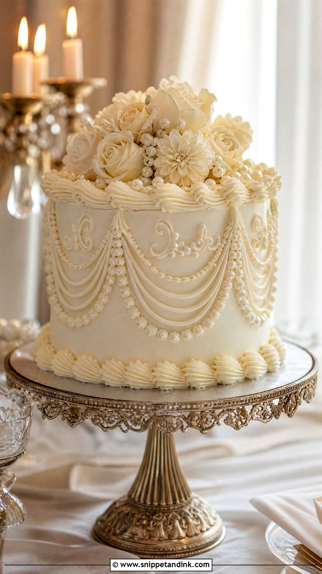 Single Layer Lambeth Wedding Cake - Snippet and Ink - 20 Single Layer Wedding Cake Ideas