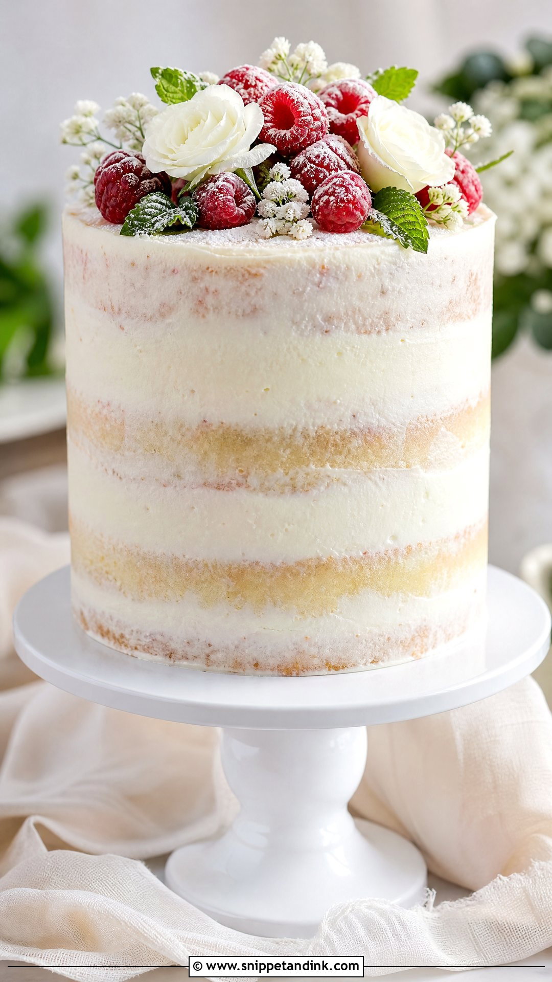 Single Layer Semi Naked Wedding Cake - Snippet and Ink - 20 Single Layer Wedding Cake Ideas