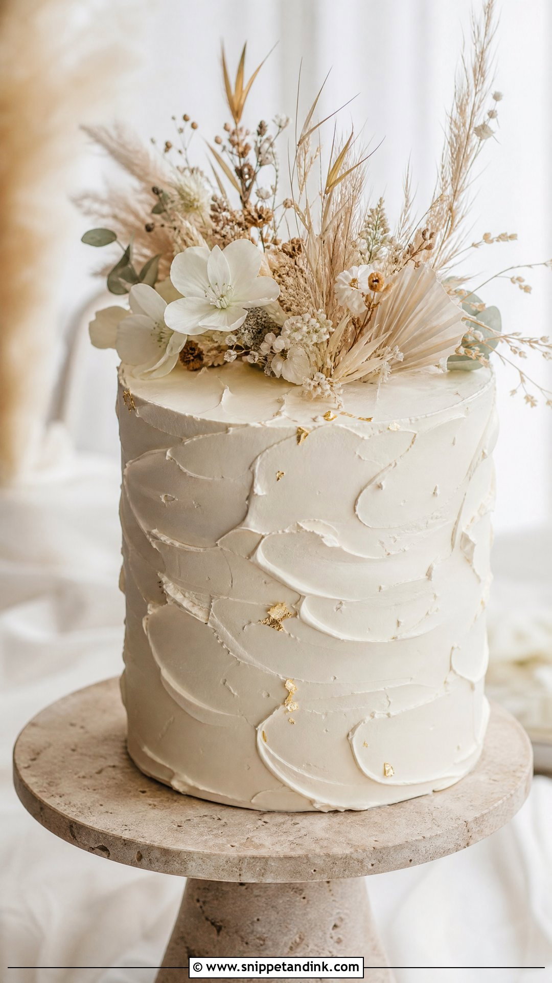 Single Layer Textured Buttercream Wedding Cake - Snippet and Ink - 20 Single Layer Wedding Cake Ideas