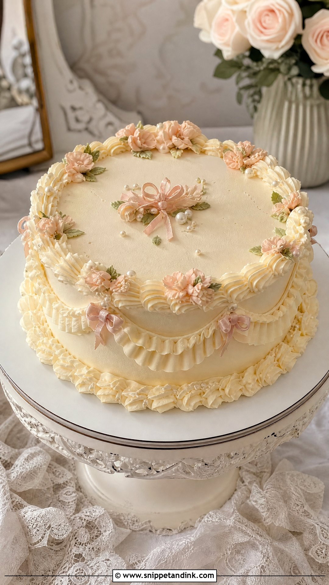 Single Layer Vintage Wedding Cake - Snippet and Ink - 20 Single Layer Wedding Cake Ideas
