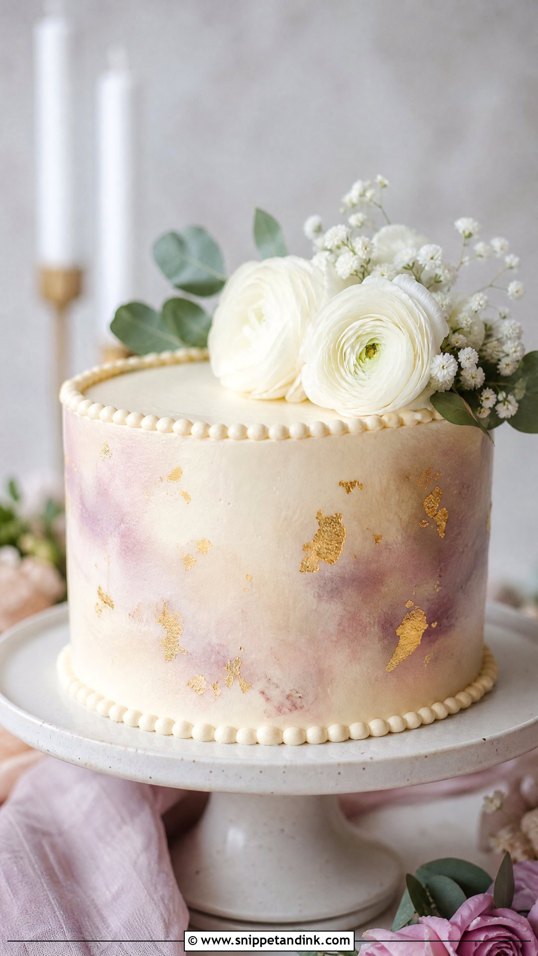 Single Layer Watercolor Wedding Cake - Snippet and Ink - 20 Single Layer Wedding Cake Ideas
