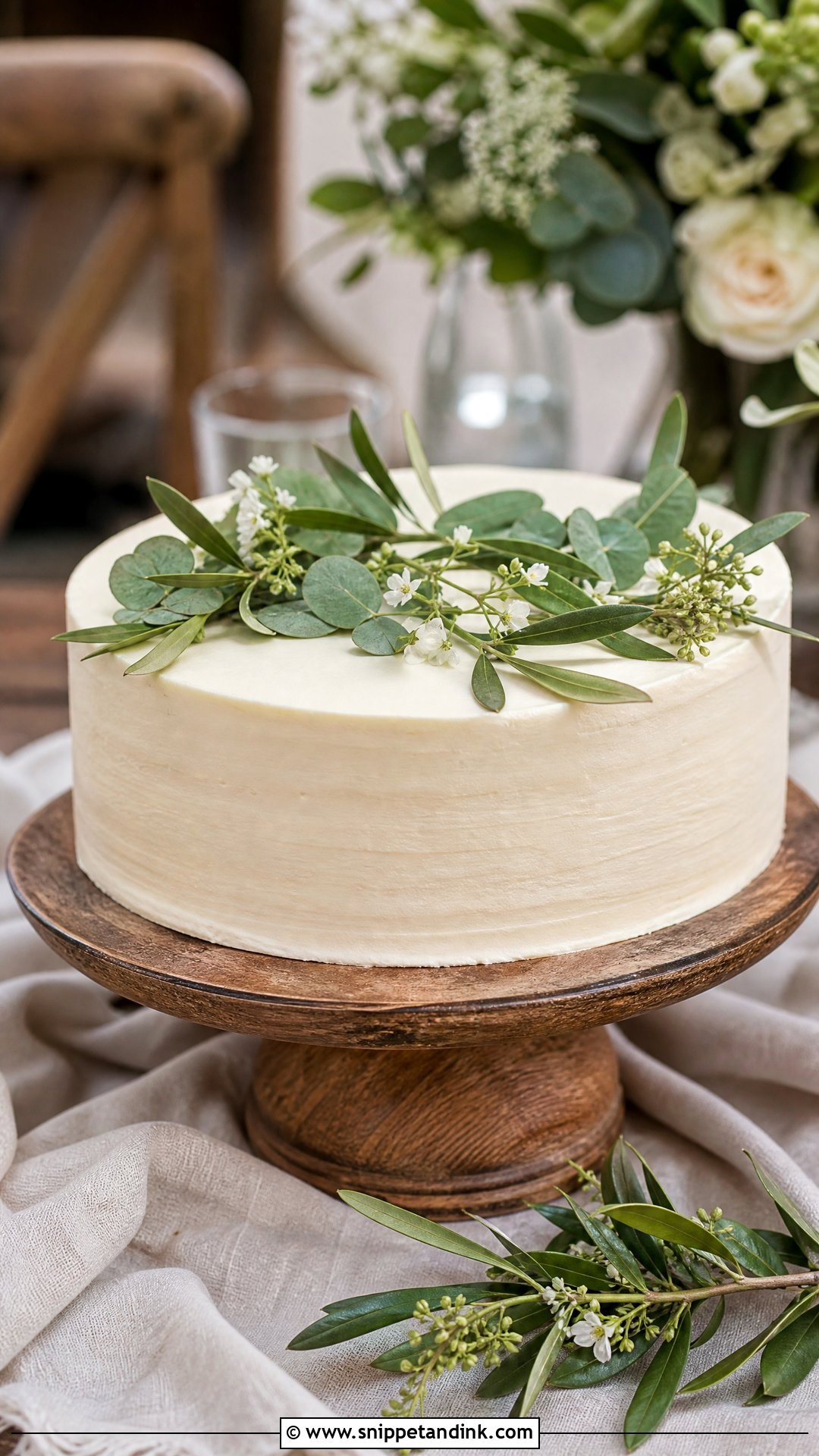 Single Layer Wedding Cake With Greenery - Snippet and Ink - 20 Single Layer Wedding Cake Ideas