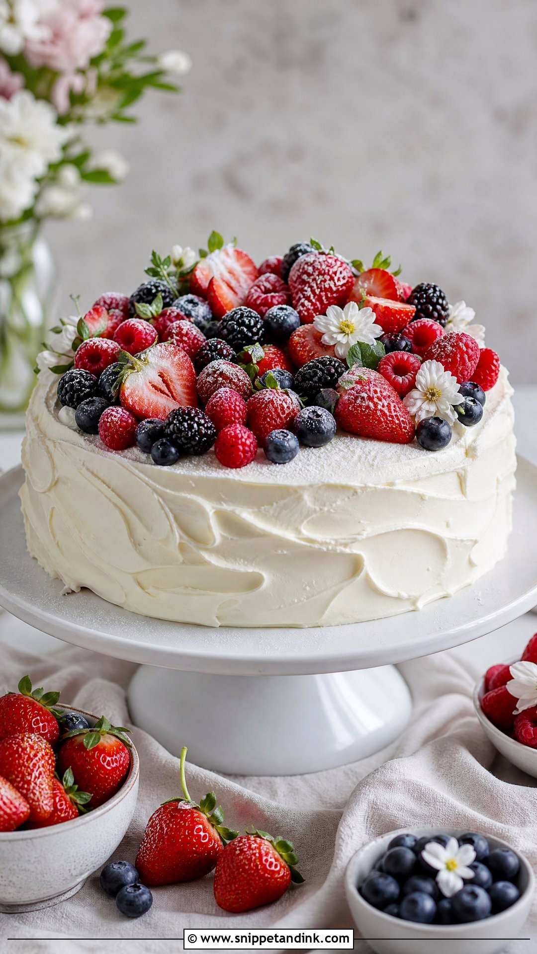 Single Tier Berry Wedding Cake - Snippet and Ink - 20 Single Tier Wedding Cake Ideas