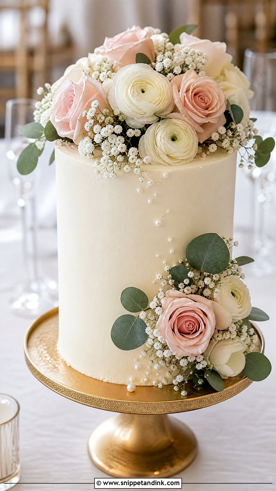 Single Tier Bouquet Wedding Cake - Snippet and Ink - 30 Cake Bouquet Ideas for Wedding