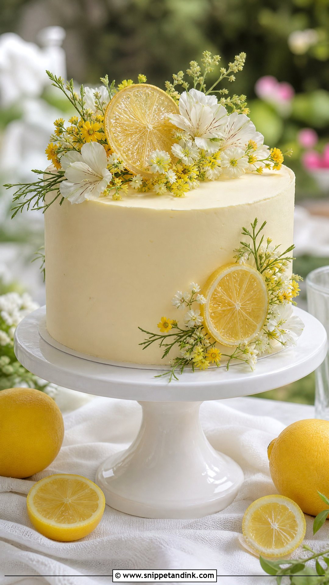 Single Tier Lemon Wedding Cake - Snippet and Ink - 20 Single Tier Wedding Cake Ideas