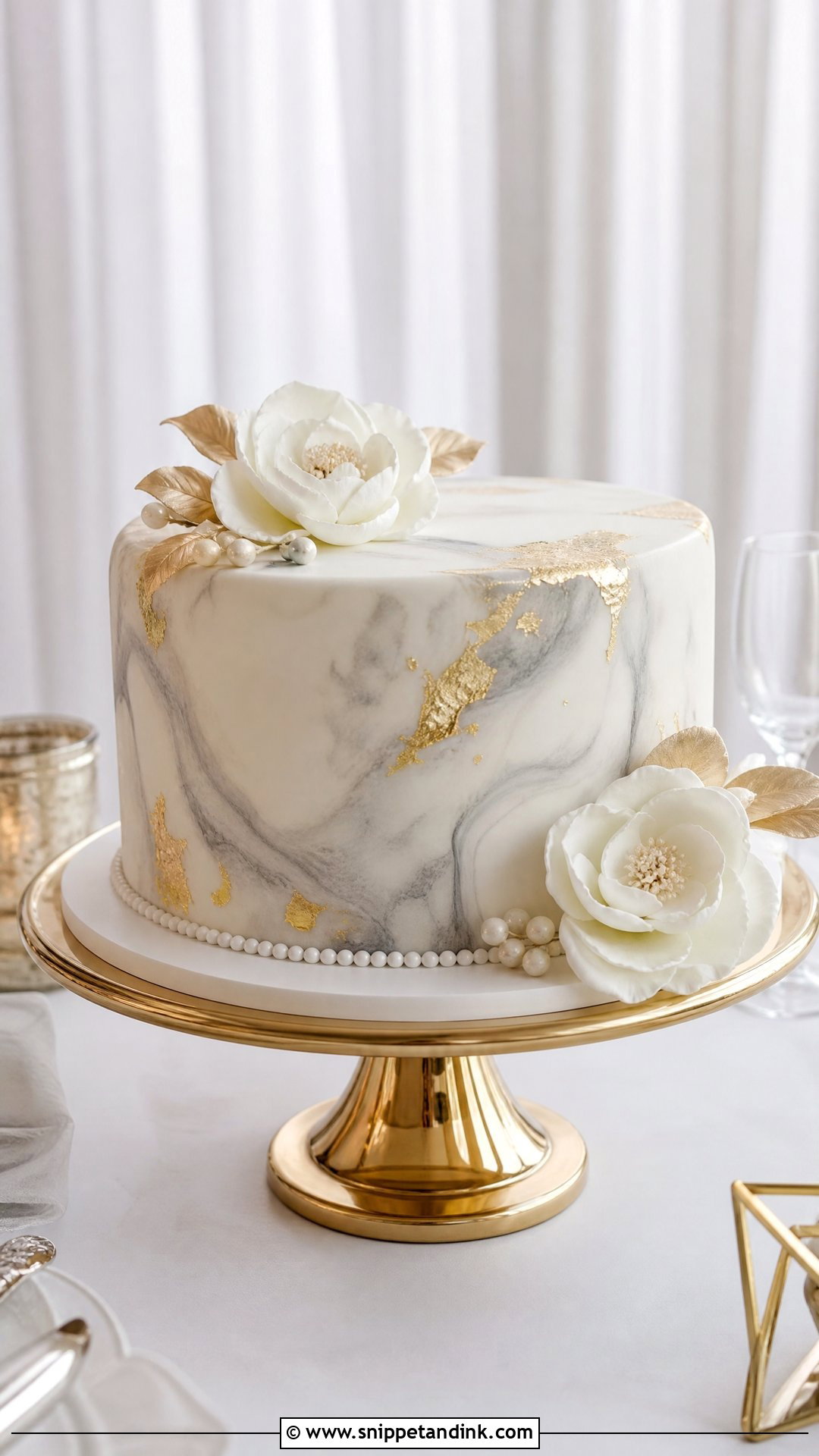 Single Tier Marble Wedding Cake - Snippet and Ink - 20 Single Tier Wedding Cake Ideas