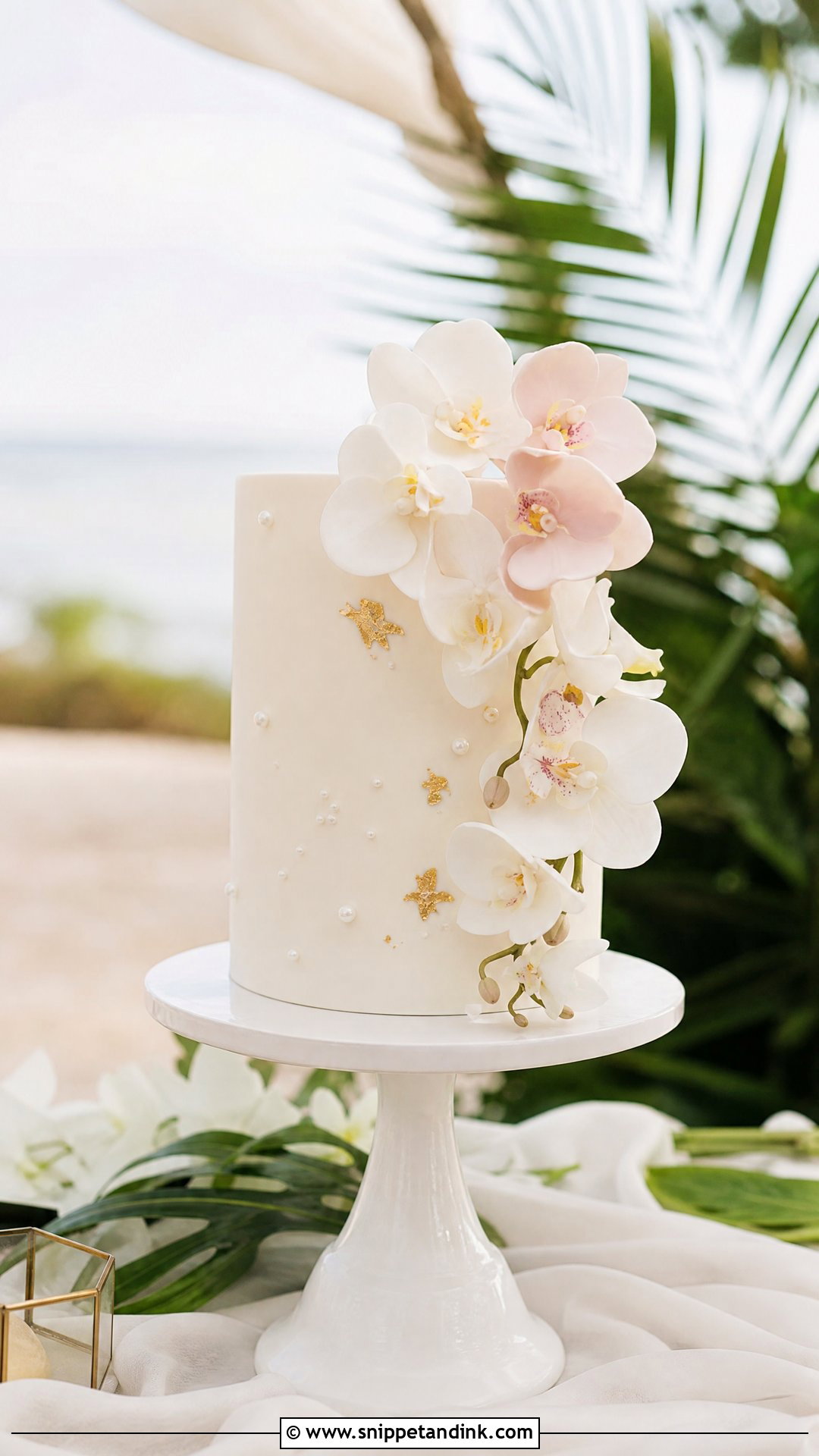 Single Tier Orchid Wedding Cake - Snippet and Ink - 20 Single Tier Wedding Cake Ideas