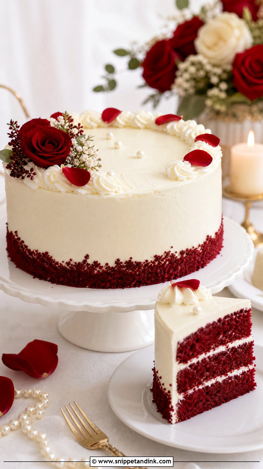 Single Tier Red Velvet Wedding Cake - Snippet and Ink - 20 Single Tier Wedding Cake Ideas