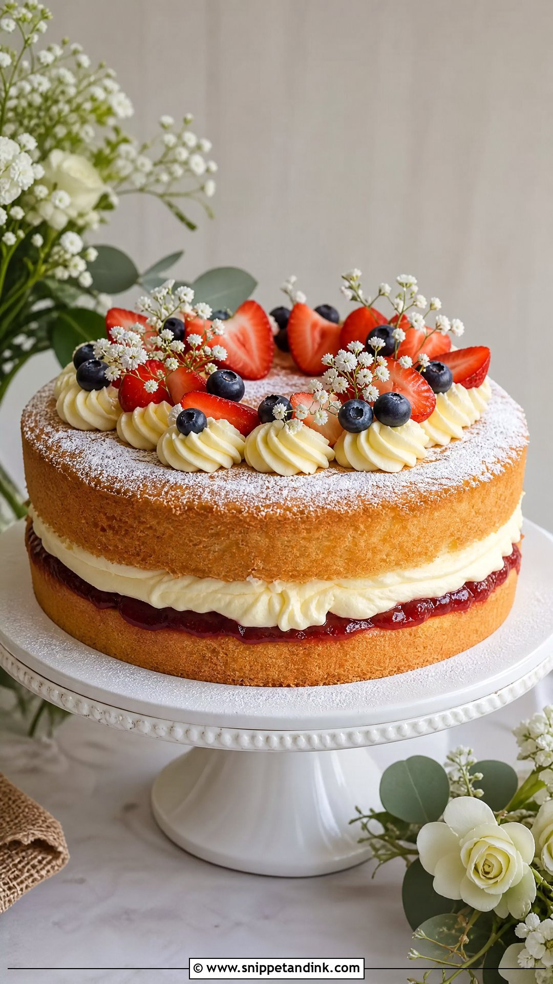 Single Tier Victoria Sponge Wedding Cake - Snippet and Ink - 30 Victoria Cake Ideas for Wedding