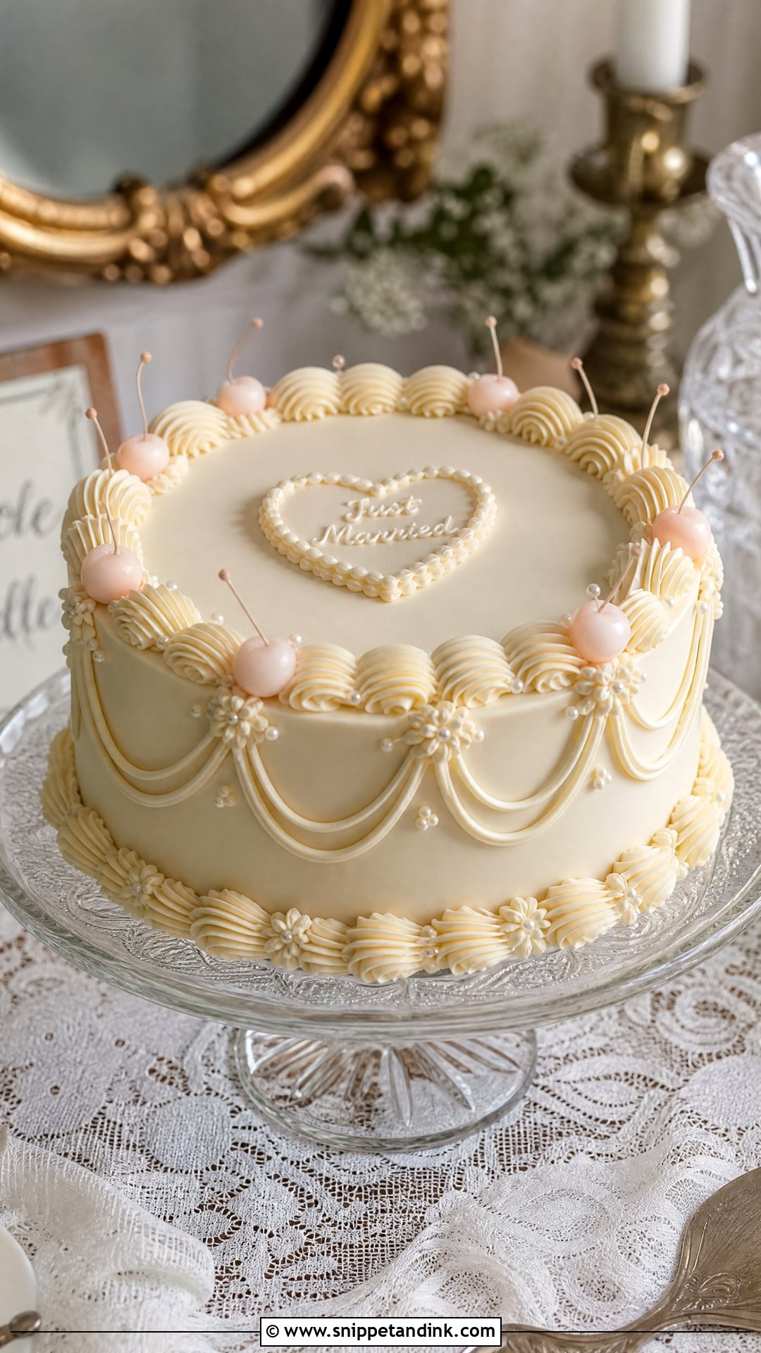 Single Tier Vintage Wedding Cake - Snippet and Ink - 20 Single Tier Wedding Cake Ideas