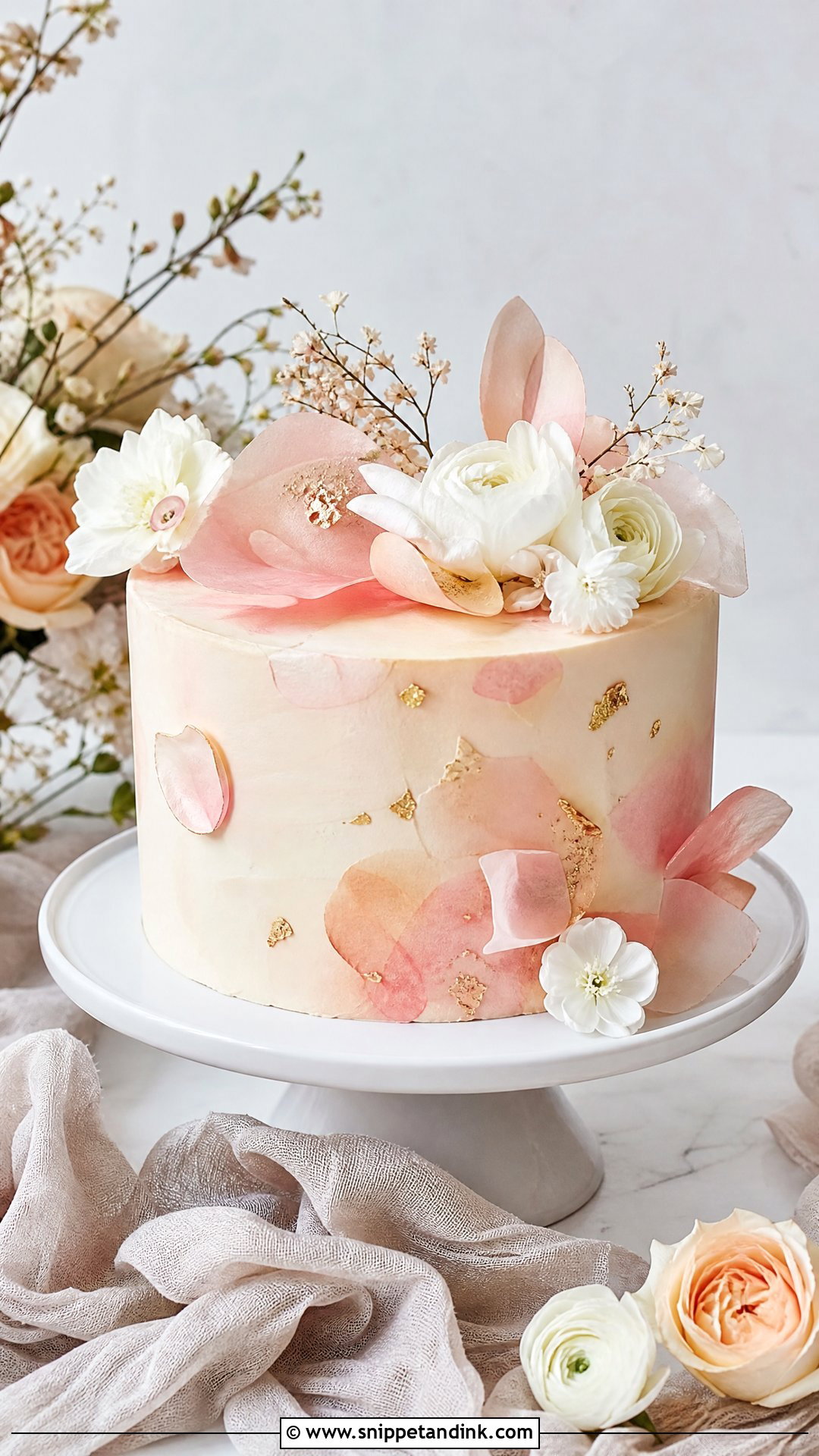 Single Tier Watercolor Wedding Cake - Snippet and Ink - 20 Single Tier Wedding Cake Ideas