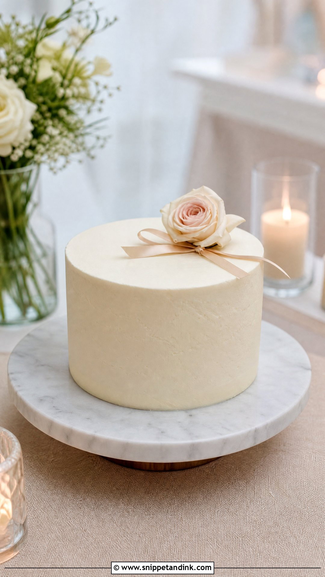 Single Tier Wedding Cake - Snippet and Ink - 20 Minimal Wedding Cake Ideas
