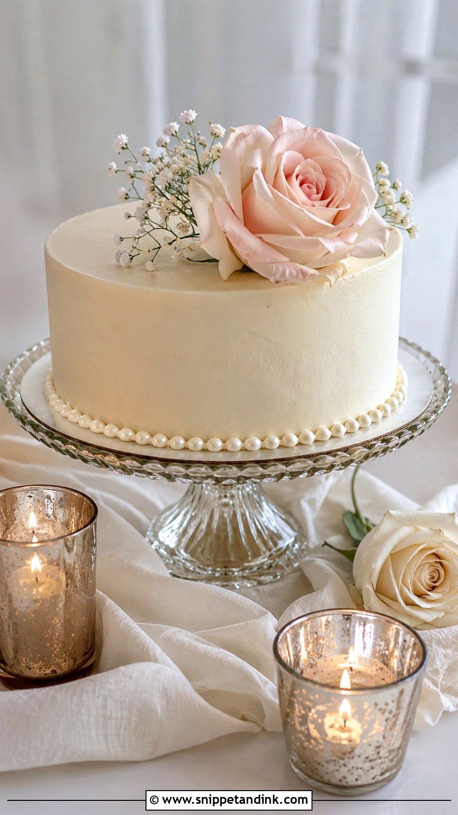 Single Tier Wedding Cake - Snippet and Ink - 20 Simple Wedding Cake Decor Ideas