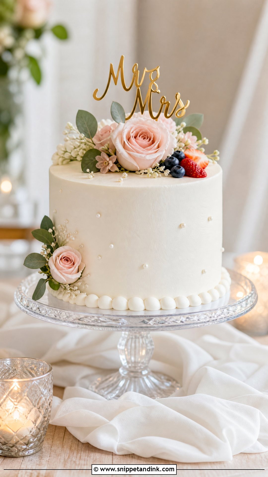 Single Tier Wedding Cake - Snippet and Ink - 20 Unique Wedding Cake Ideas
