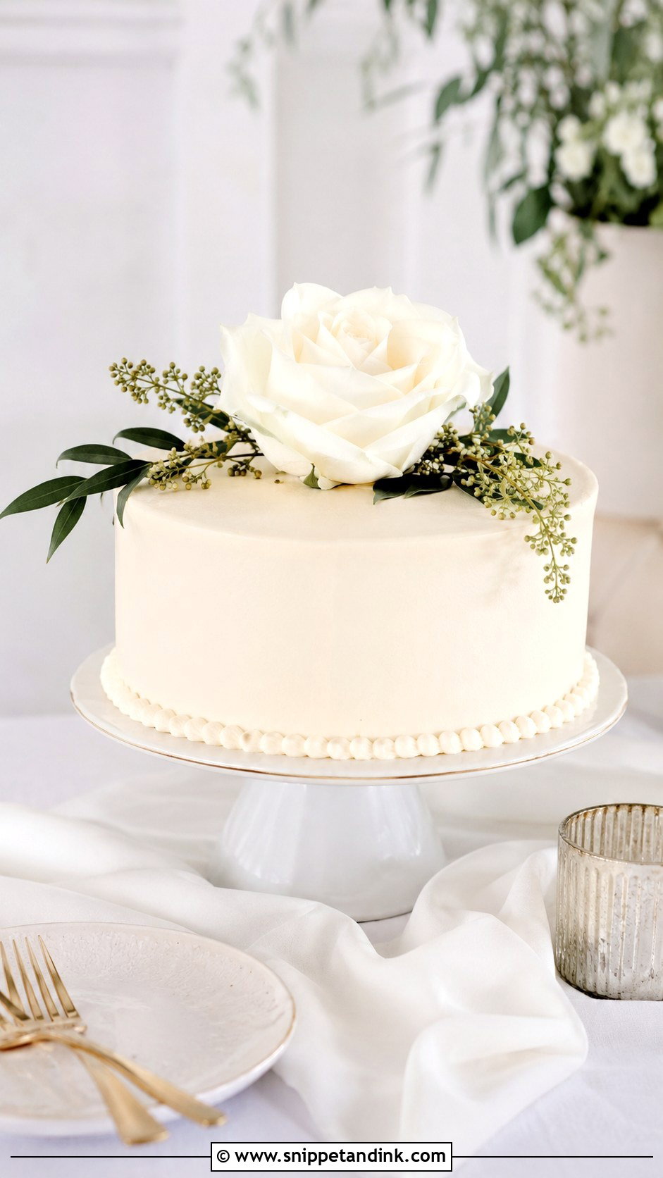 Single Tier Wedding Cake - Snippet and Ink - 20 Wedding Cake at Home Ideas