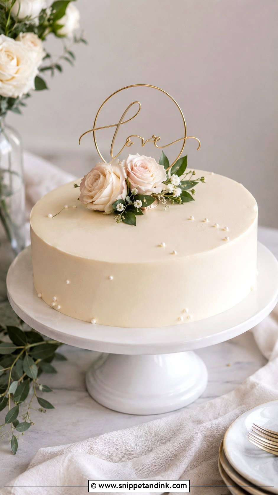 Single Tier Wedding Cake - Snippet and Ink - 20 Wedding Cake Designs