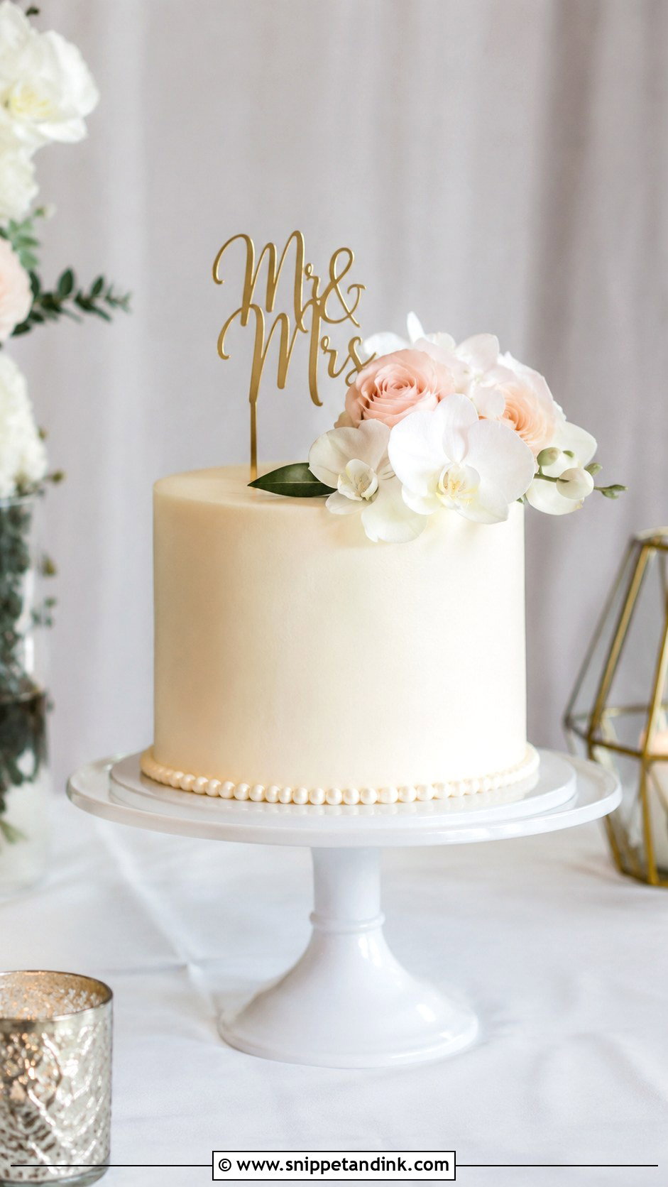 Single Tier Wedding Cake - Snippet and Ink - 20 Easy Wedding Cake Decorating Ideas