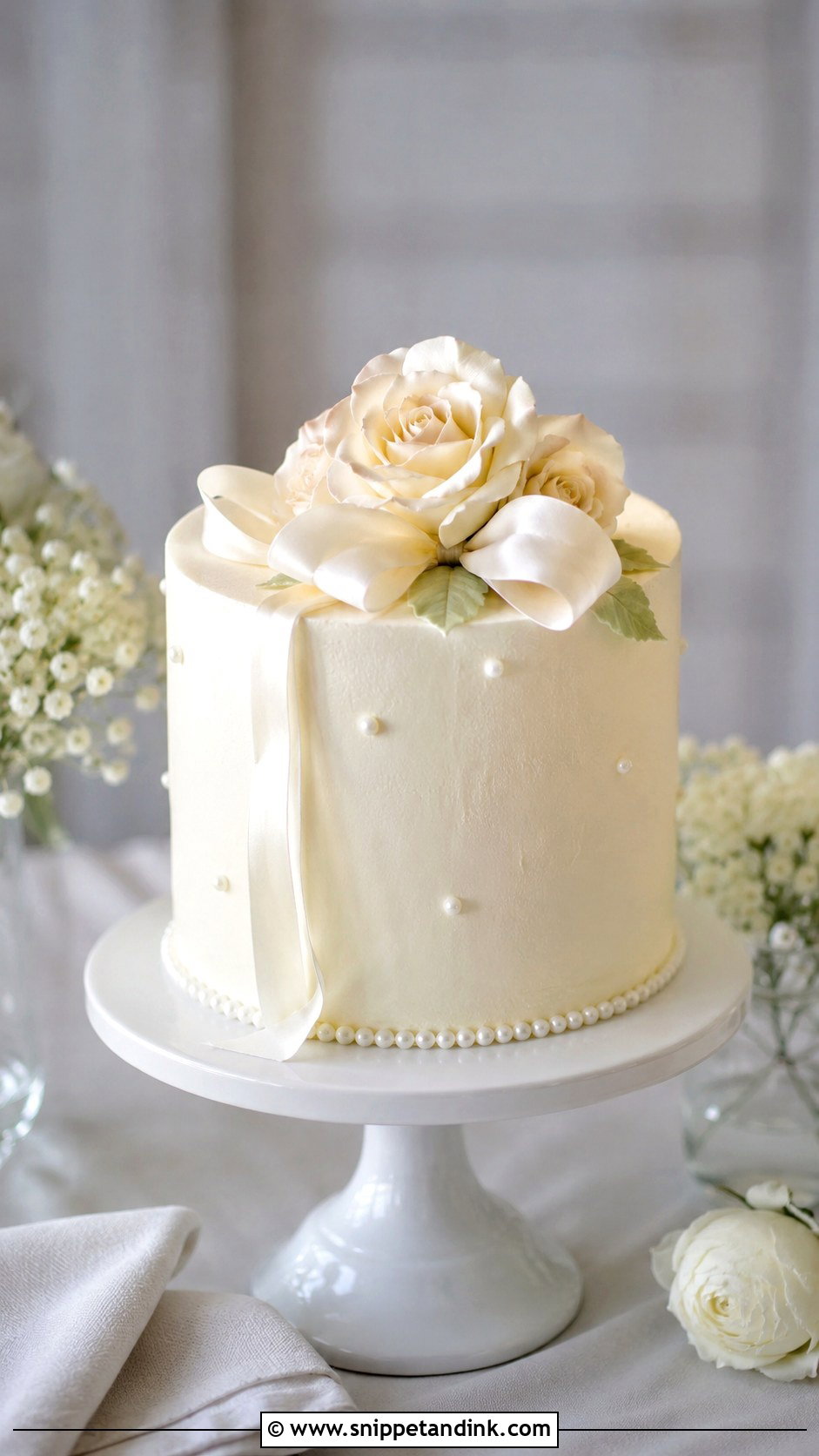 Single Tier Wedding Cake - Snippet and Ink - 20 Elegant Wedding Cakes