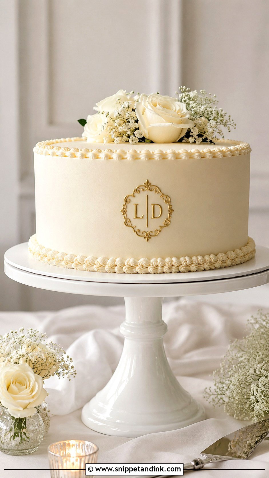 Single Tier Wedding Cake - Snippet and Ink - 20 Fancy Wedding Cakes