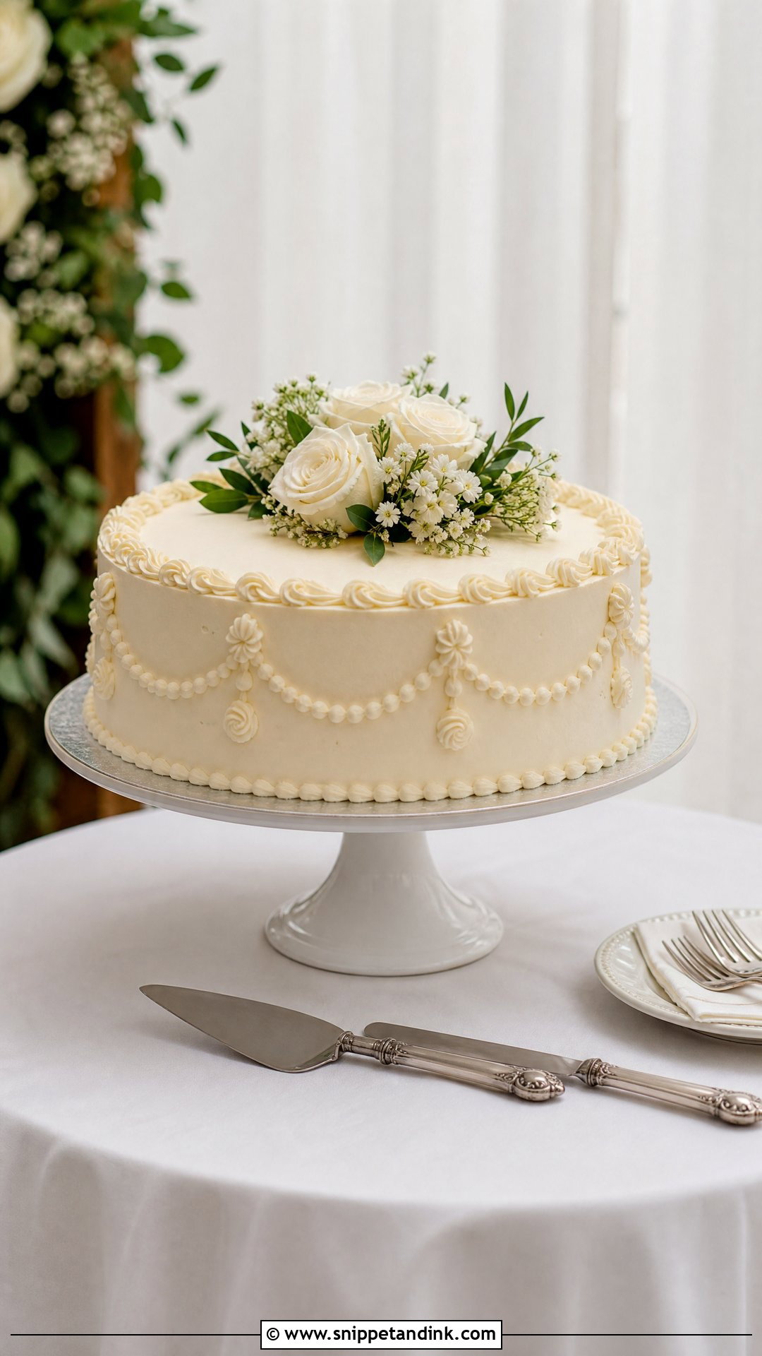 Single Tier Wedding Cake Table - Snippet and Ink - 25 Wedding Cake Table Ideas