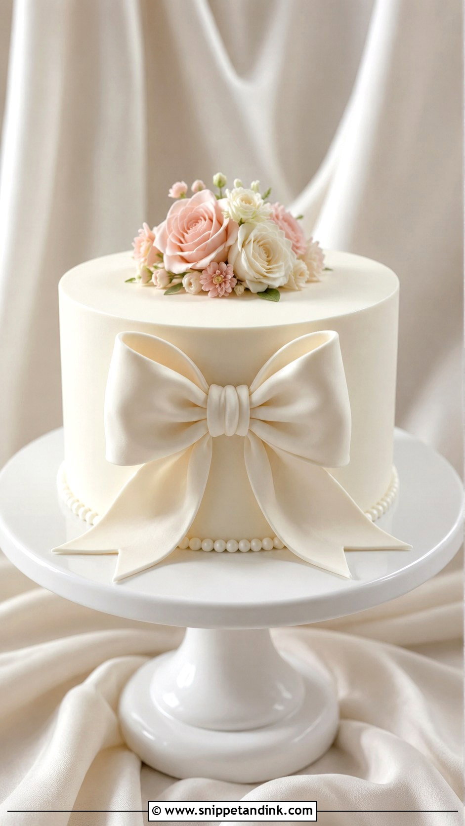 Single Tier Wedding Cake With Bow - Snippet and Ink - 20 Single Cake Designs for Wedding