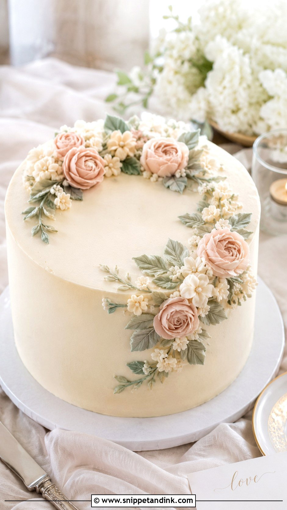 Single Tier Wedding Cake With Buttercream Flowers - Snippet and Ink - 20 Single Cake Designs for Wedding
