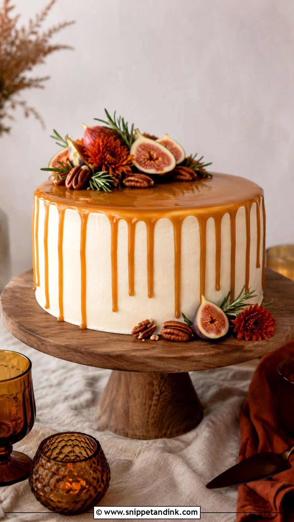 Single Tier Wedding Cake With Caramel Drip - Snippet and Ink - 30 Rustic Fall Single Tier Wedding Cake Ideas