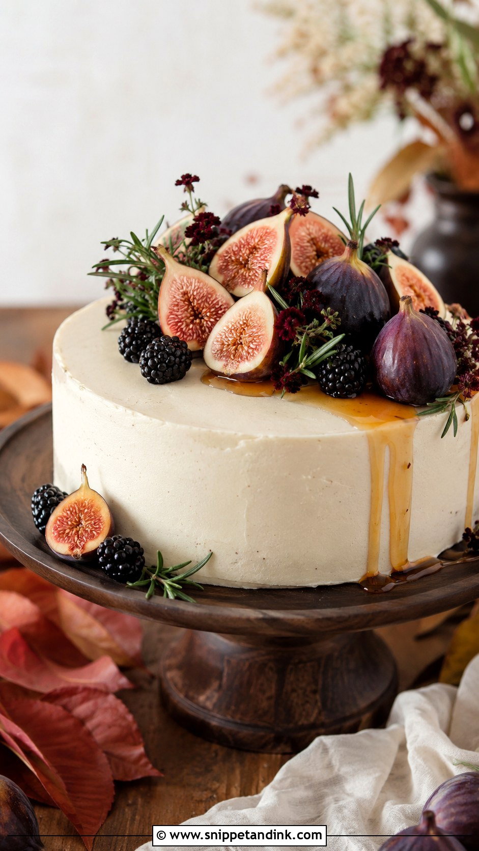 Single Tier Wedding Cake With Fresh Figs - Snippet and Ink - 30 Rustic Fall Single Tier Wedding Cake Ideas