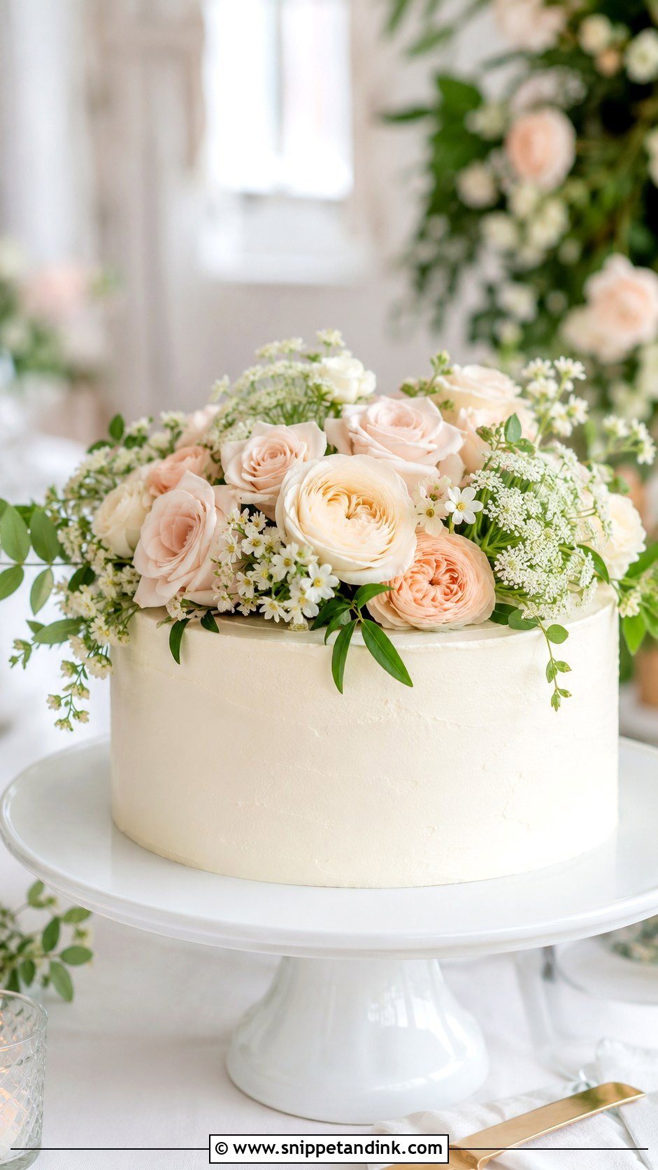 Single Tier Wedding Cake With Fresh Flowers - Snippet and Ink - 20 Single Cake Designs for Wedding
