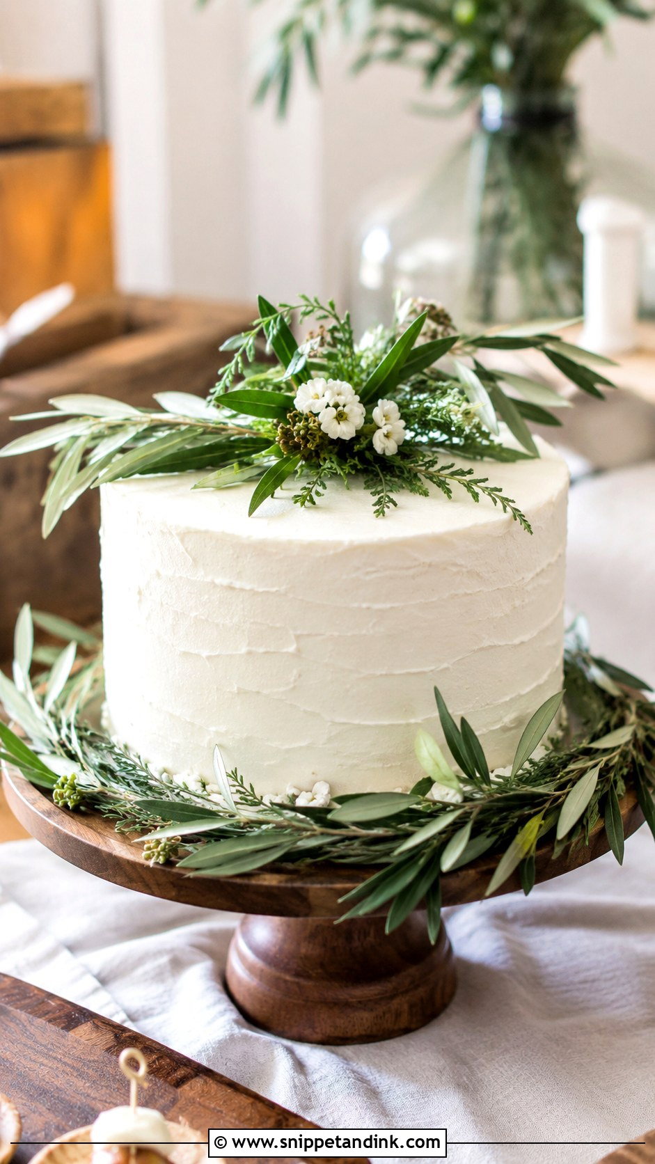 Single Tier Wedding Cake With Greenery - Snippet and Ink - 20 Single Cake Designs for Wedding