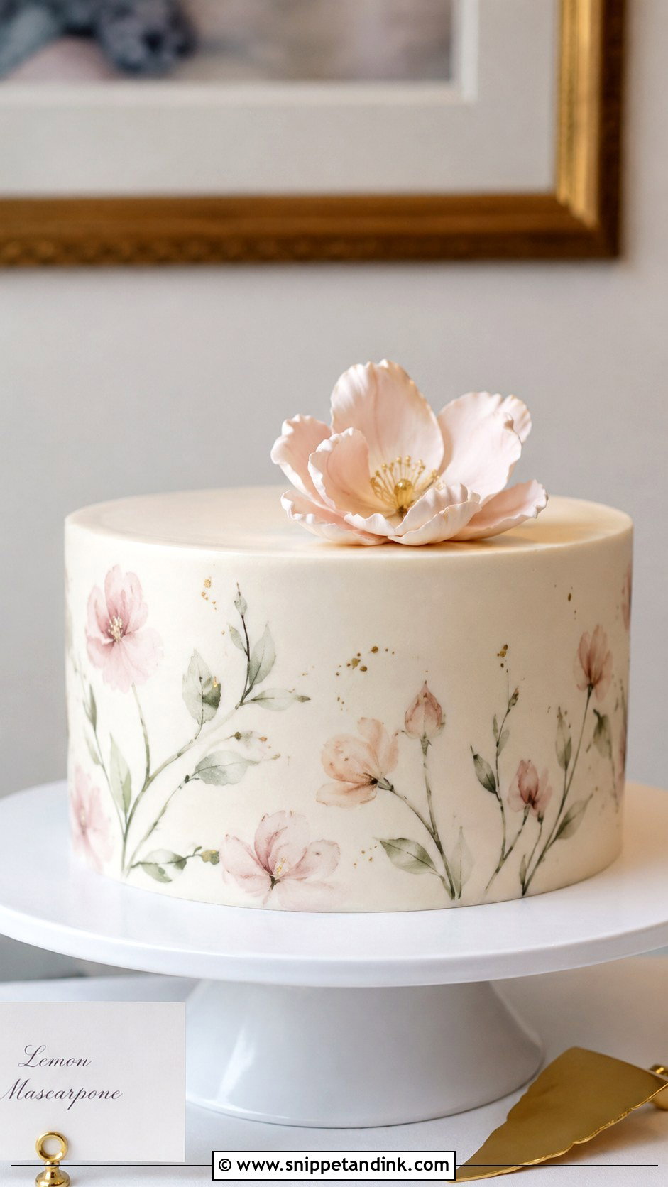 Single Tier Wedding Cake With Hand Painted Flowers - Snippet and Ink - 20 Single Cake Designs for Wedding