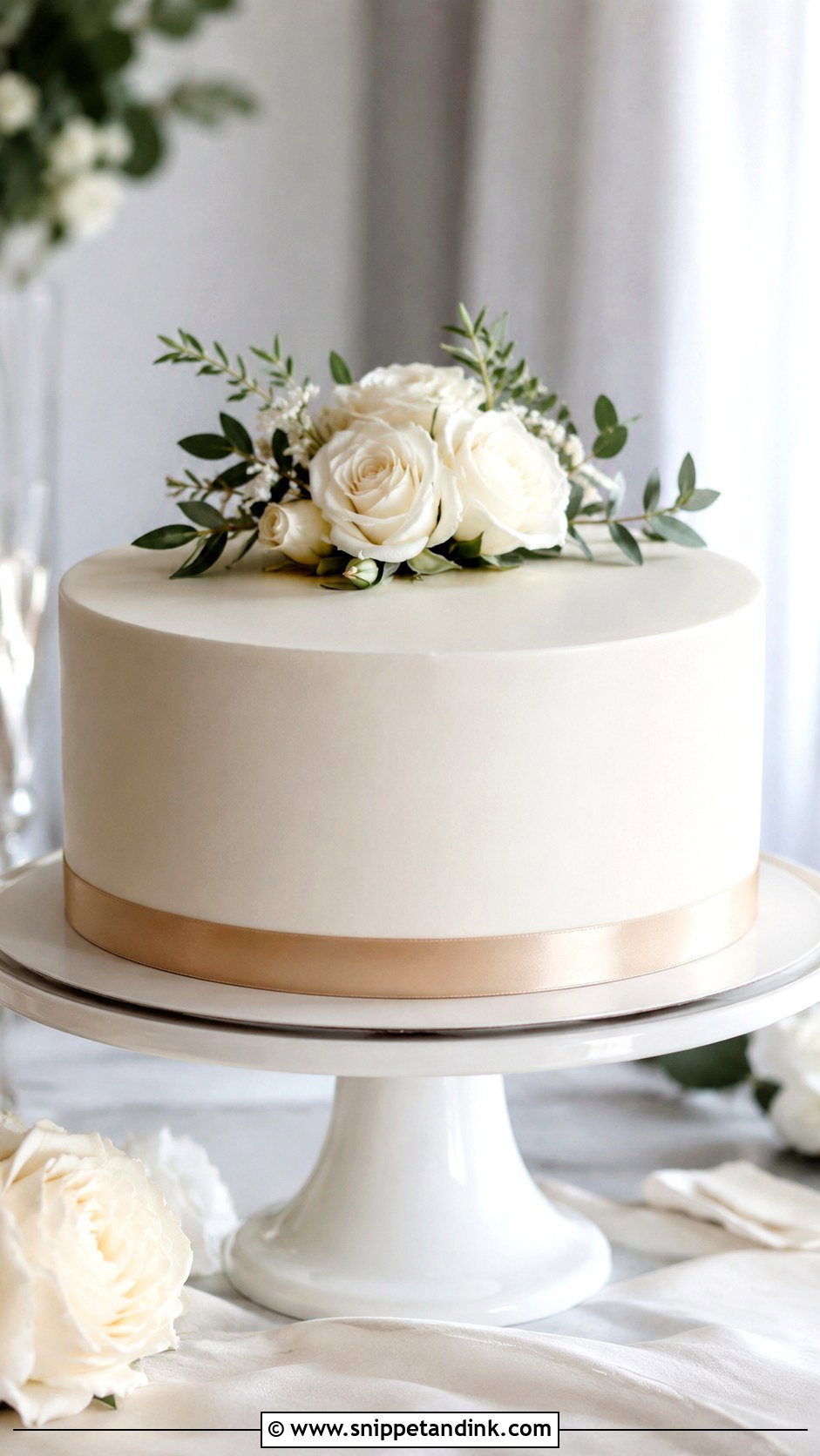 Single Tier Wedding Cake With Ribbon - Snippet and Ink - 20 Single Cake Designs for Wedding