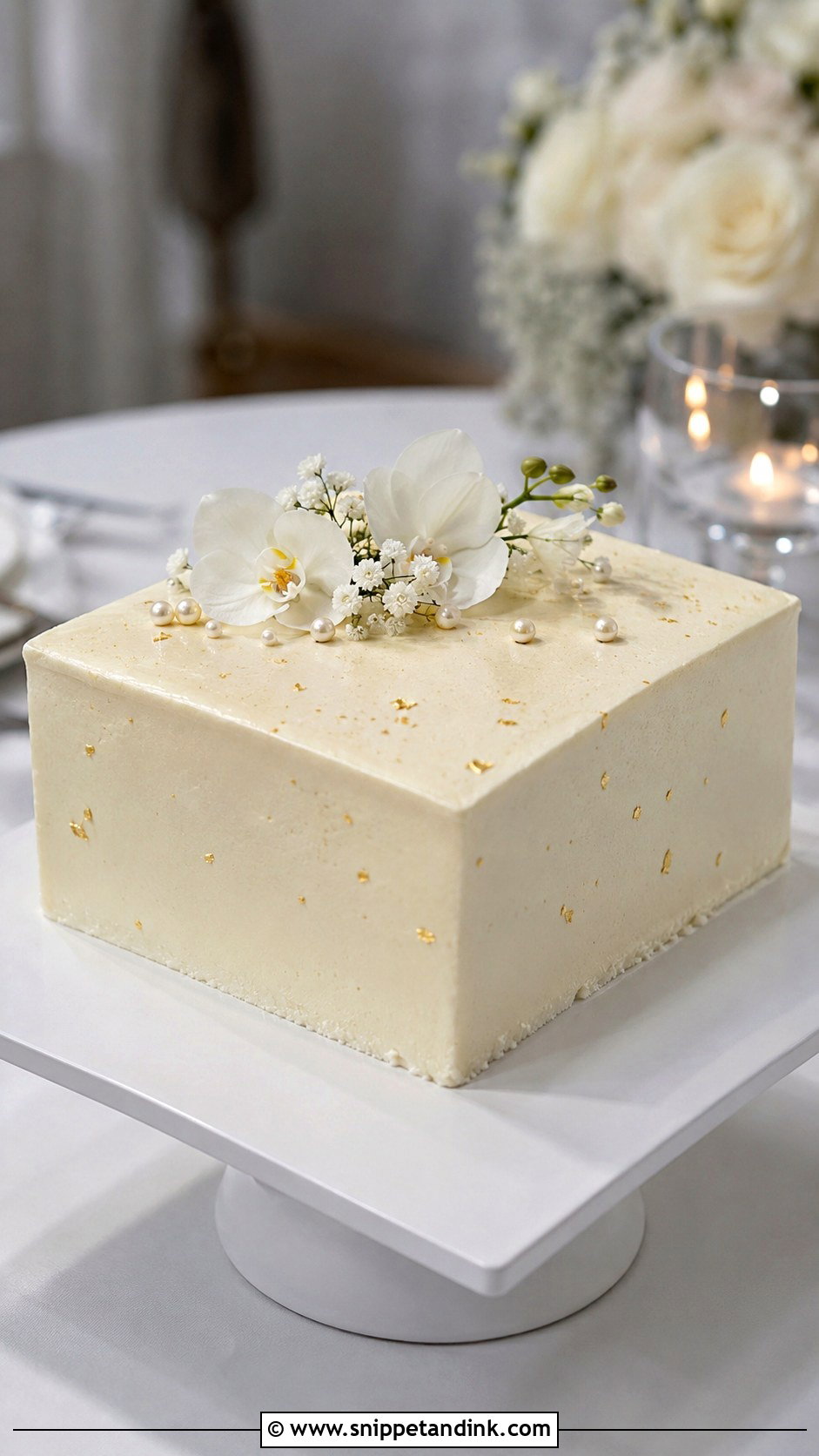 Single Tier Wedding Cake With Square Shape - Snippet and Ink - 20 Single Cake Designs for Wedding